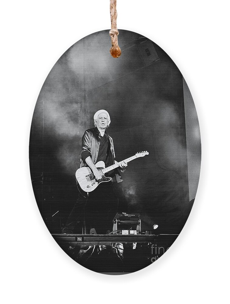The Rolling Stones Ornament featuring the photograph Keith on Stage by La Dolce Vita