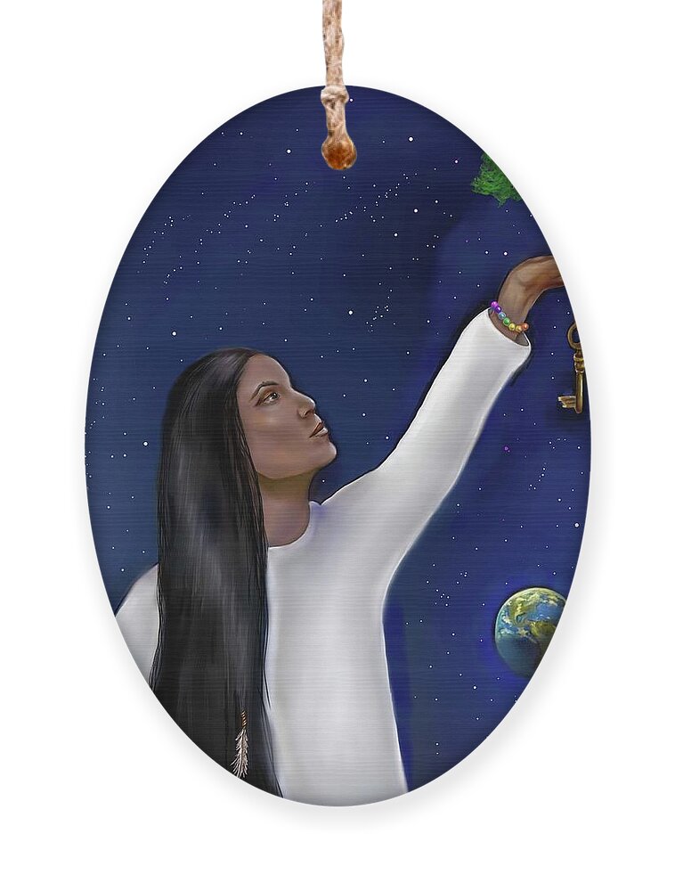 Spirit Guide Painting Ornament featuring the digital art Kim's Spirit Guardian by Carmen Cordova