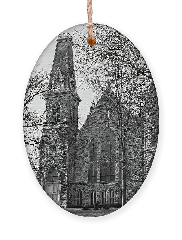 King Chapel Ornament featuring the photograph King Chapel Cornell College by Lens Art Photography By Larry Trager