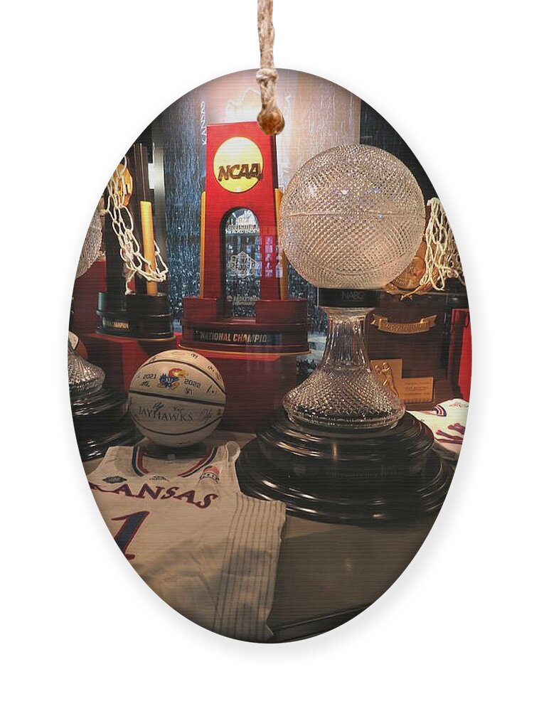 Univeristy Of Kansas Ornament featuring the photograph KU National Championships by Keith Stokes