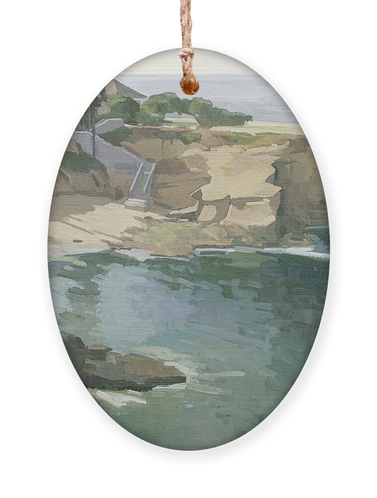 La Jolla Cove Ornament featuring the painting La Jolla's Cove, San DIego by Paul Strahm