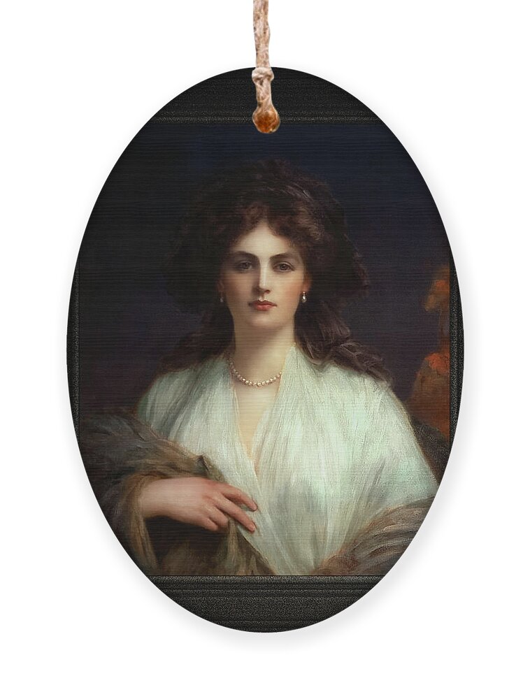 Lady Beatrice Butler Ornament featuring the painting Lady Beatrice Butler by Ellis William Roberts Old Masters Classical Art Reproduction by Rolando Burbon