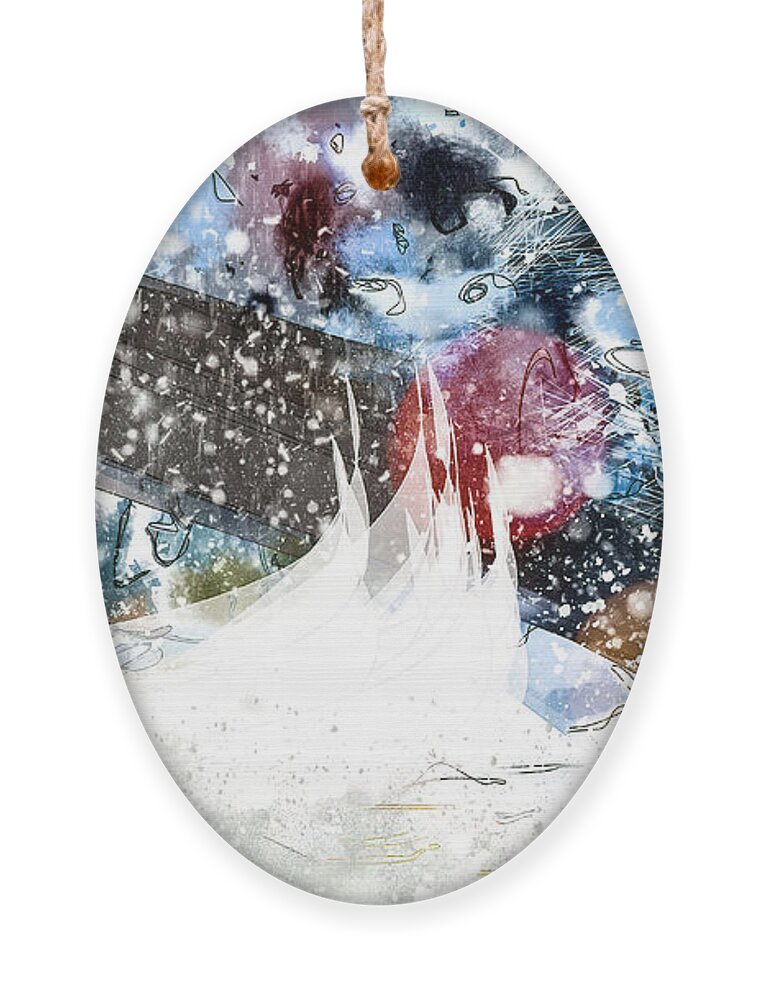 Digital Art Ornament featuring the digital art Lady Winter / Abstract Art by Aleksandrs Drozdovs
