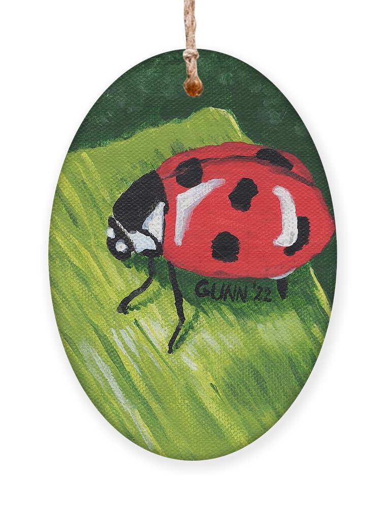 Ladybug Ornament featuring the painting Ladybug by Katrina Gunn