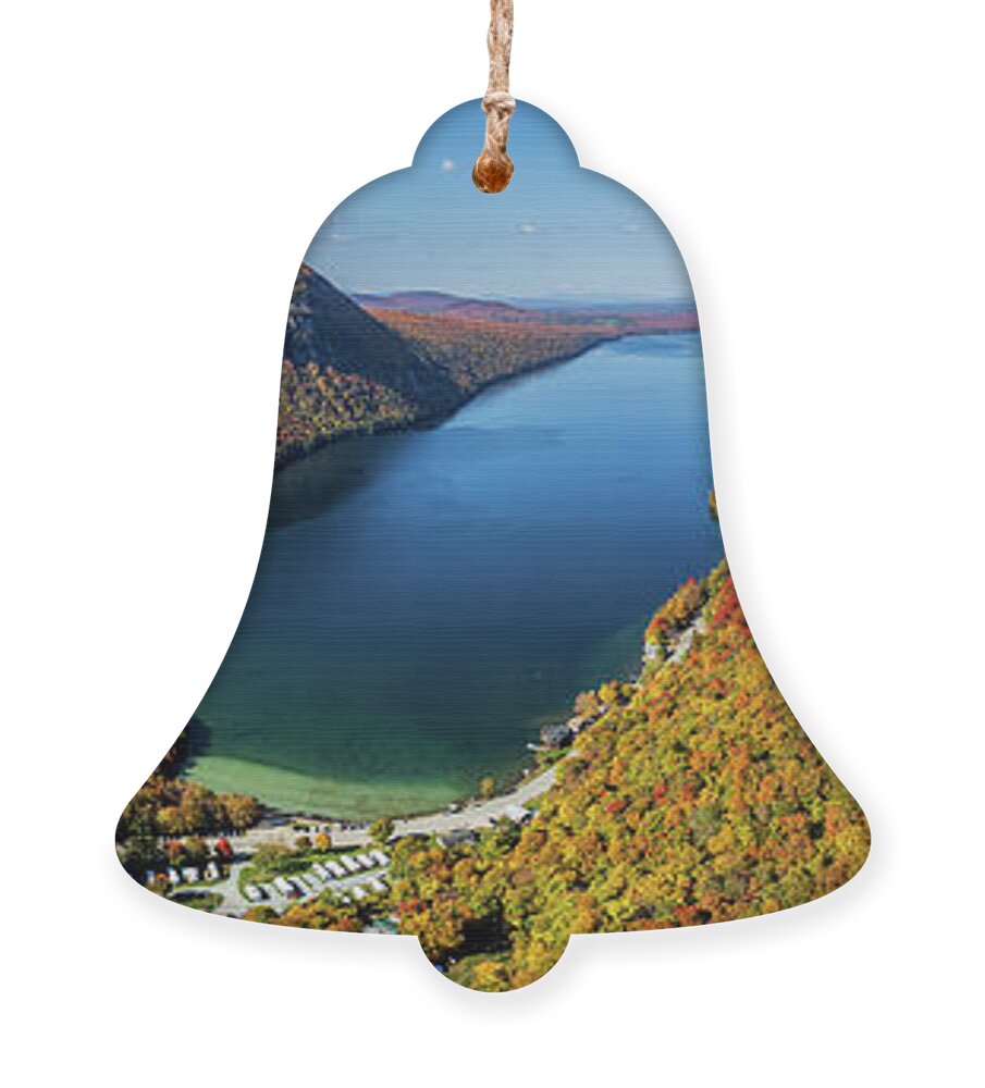 Lake Willoughby Ornament featuring the photograph Lake Willoughby, Vermont 3 to 1 Panorama by John Rowe