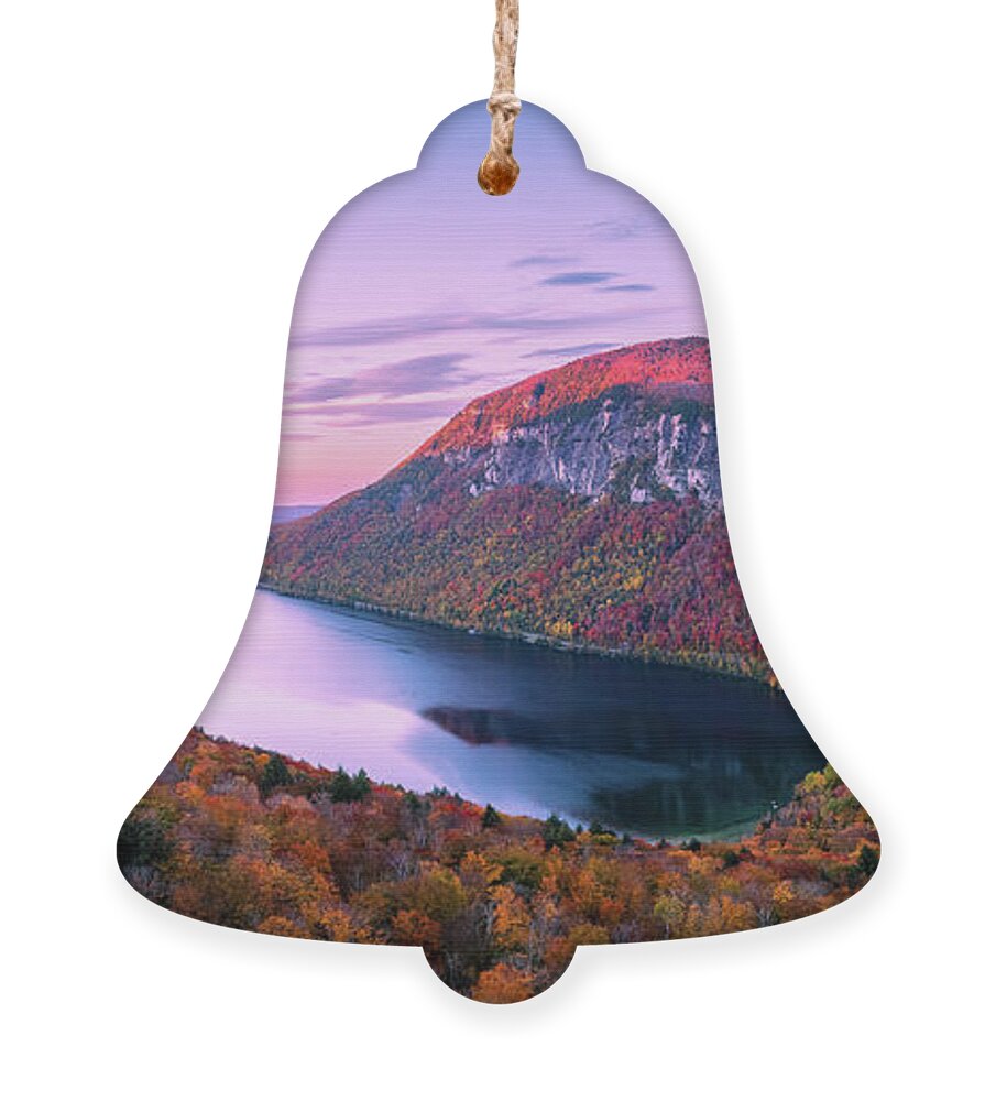 Lake Willoughby Ornament featuring the photograph Lake Willoughby, Vermont Panorama - October 2021 by John Rowe