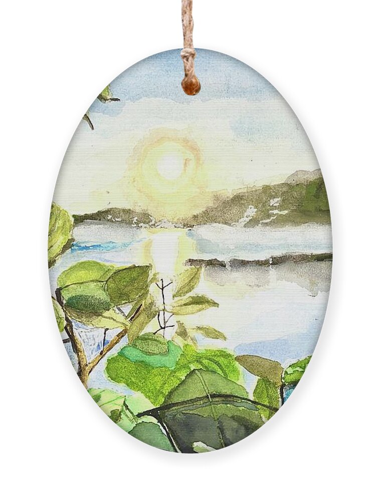 Lake Ornament featuring the painting Lake Winyah by Bryan Brouwer