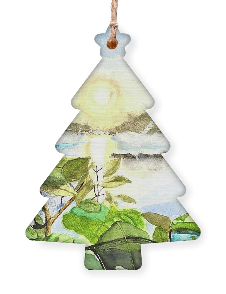 Lake Ornament featuring the painting Lake Winyah by Bryan Brouwer