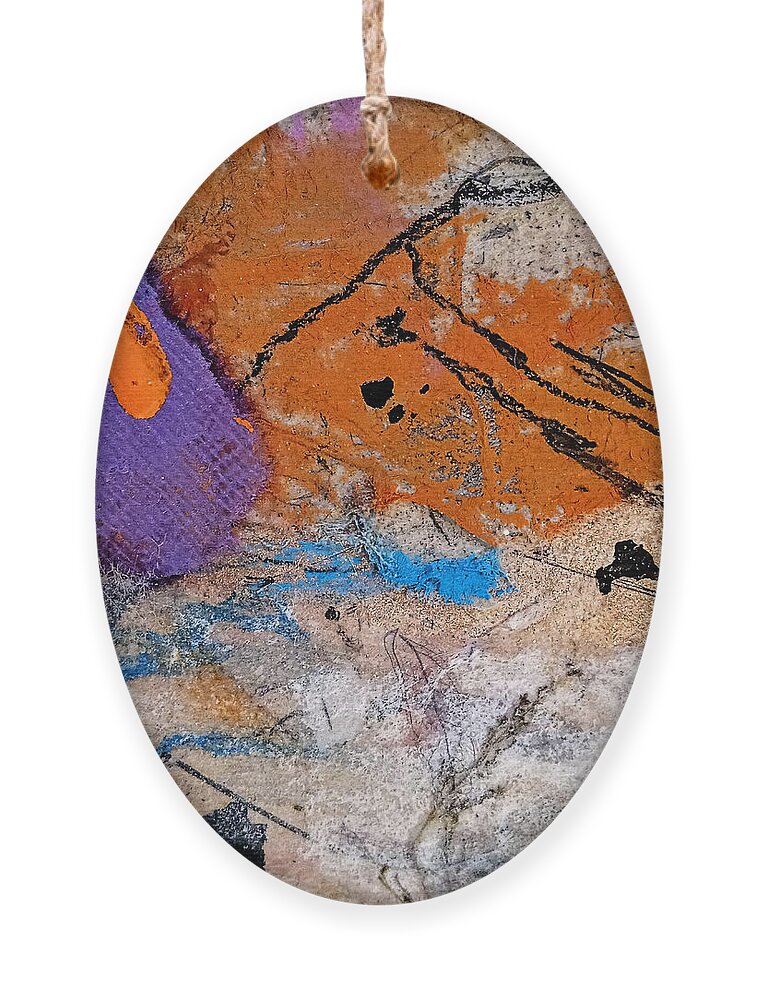 Collage Ornament featuring the mixed media Landscape at Sunset by Janis Kirstein