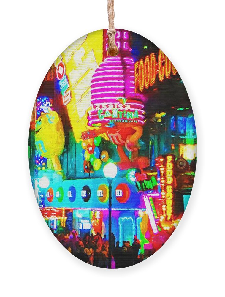 Vegas Ornament featuring the mixed media Las Vegas Strip at night by Tatiana Travelways