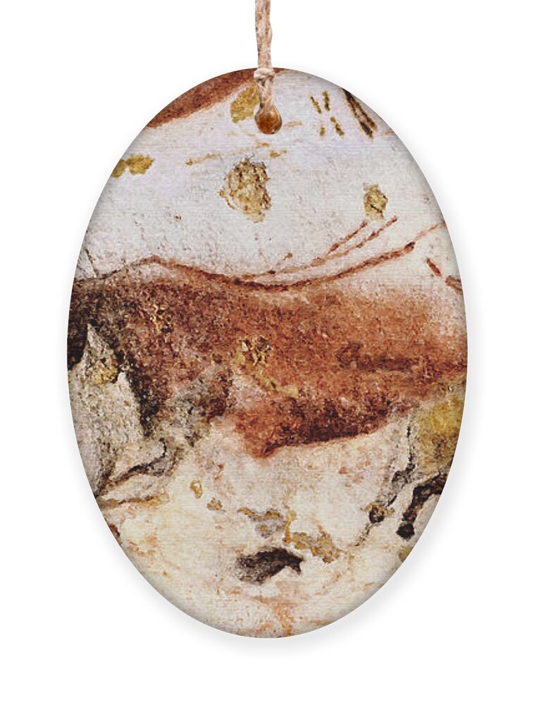 Lascaux Ornament featuring the digital art Lascaux Cow and Horses by Weston Westmoreland