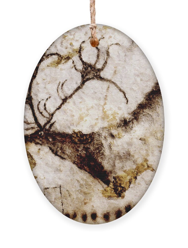 Lascaux Prehistoric Megaceros Ornament featuring the digital art Lascaux Megaceros Deer 3 by Weston Westmoreland