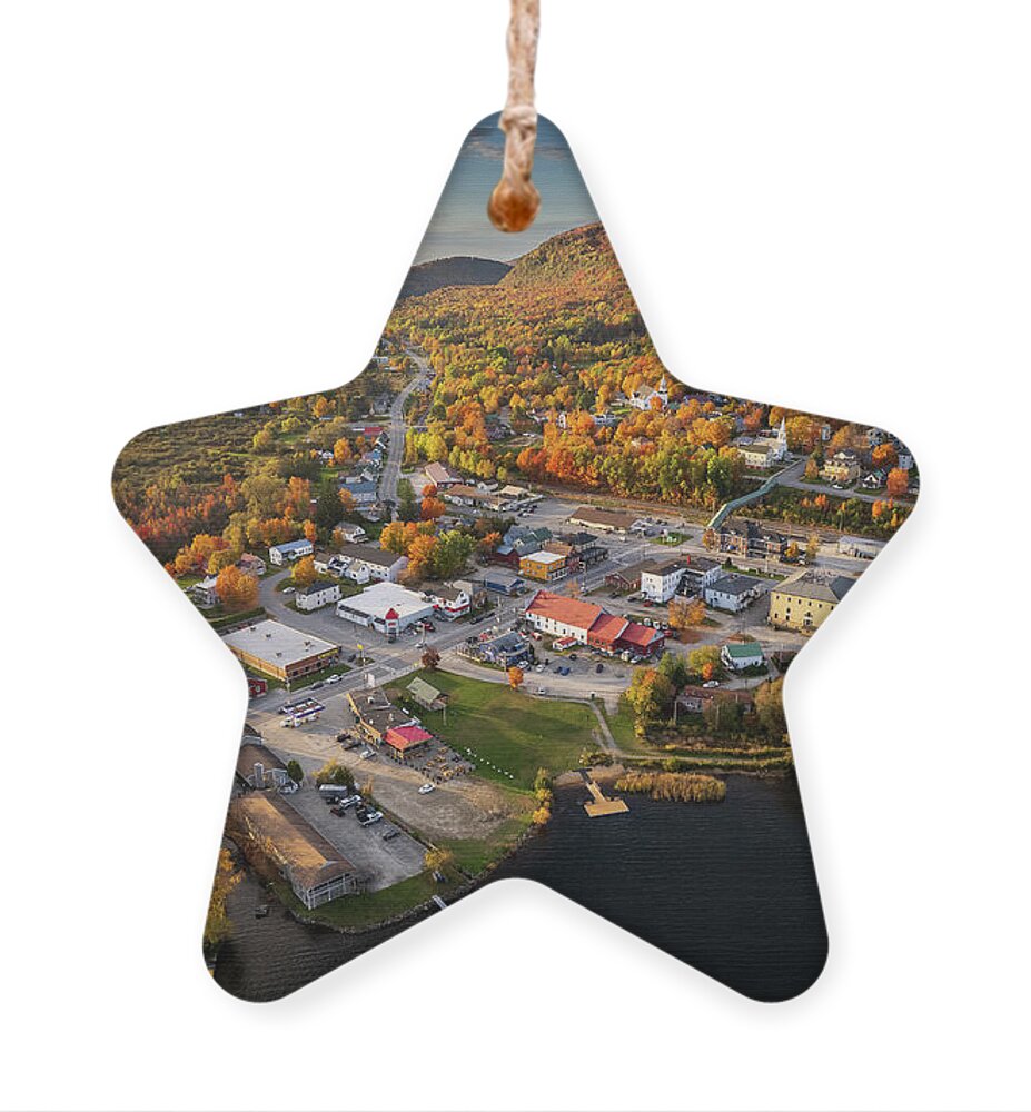  Ornament featuring the photograph Late Day Sunlight Shines On Island Pond, Vermont by John Rowe