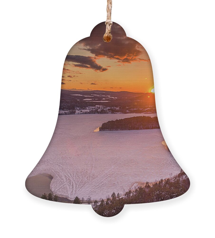 Ice Ornament featuring the photograph Late Winter Sunset Island Pond, VT by John Rowe