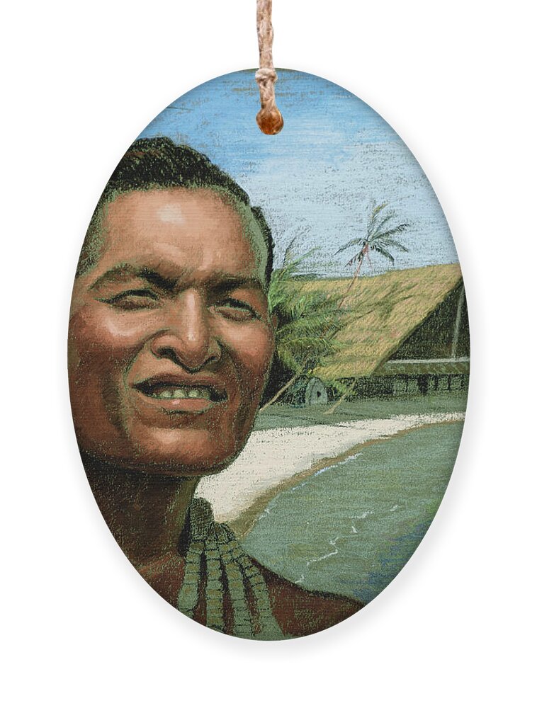 Tom Lydon Ornament featuring the painting Leaders of Micronesia - Andrew Roboman by Tom Lydon