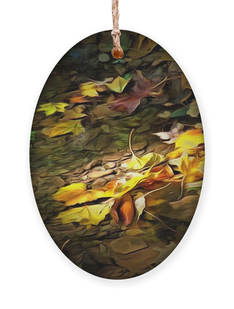 Leaves Ornament featuring the photograph Leaves in the Creek by Christopher Reed