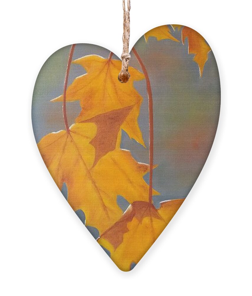Autumn Ornament featuring the painting Leaves of Gold by Marlene Little