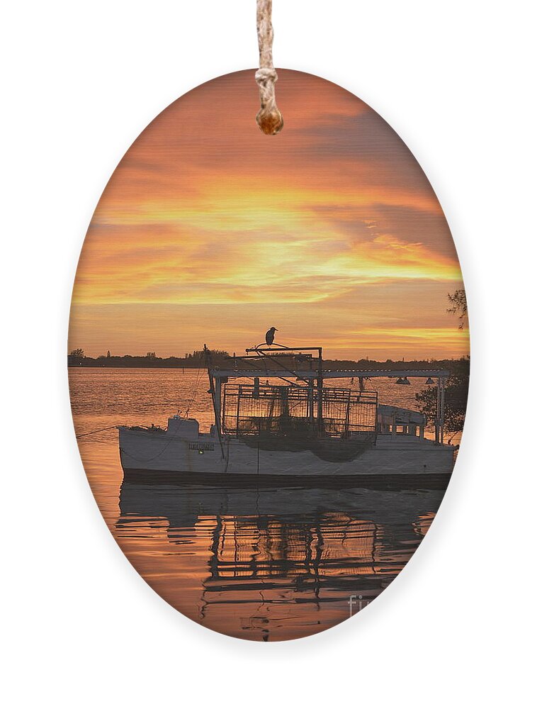 Sunset Ornament featuring the digital art Lemon Bay Night by Alison Belsan Horton