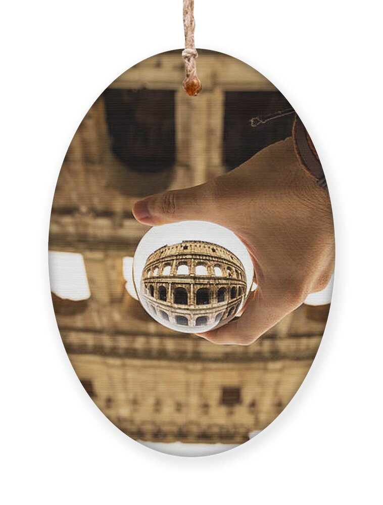 Colosseum Ornament featuring the photograph Lensball photography of Colosseum in Rome, Italy by Fabiano Di Paolo