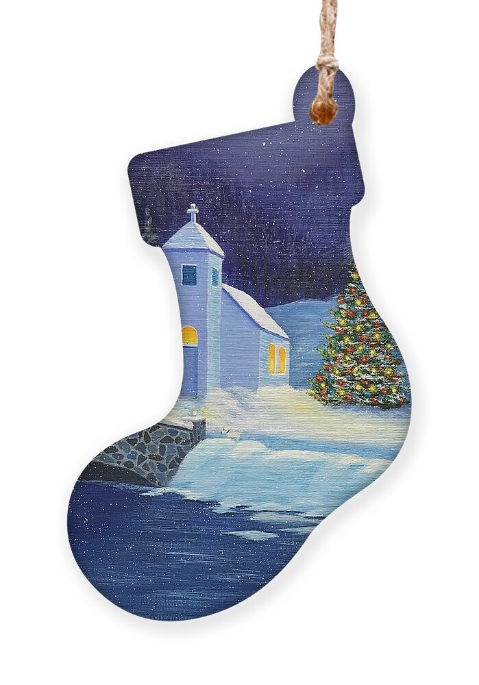 Church Ornament featuring the painting Let It Snow by Marlene Little