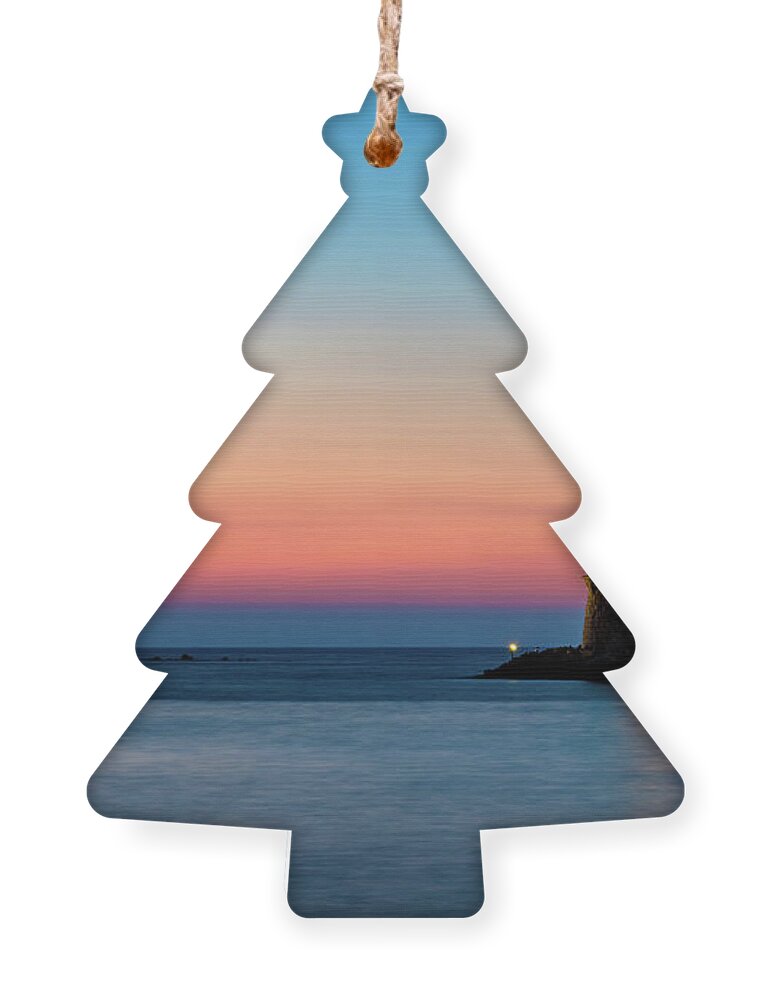 Lighthouse Ornament featuring the photograph Lighthouse of Chania in Crete at Sunset by Alexios Ntounas