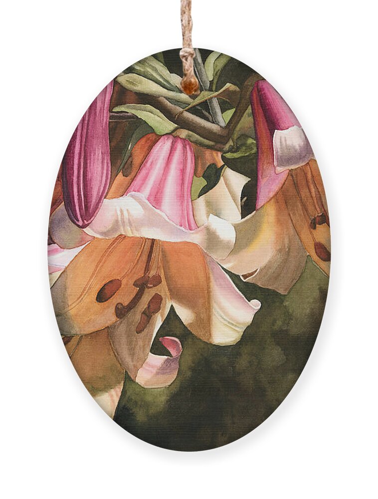 Flower Ornament featuring the painting Lilium Regale by Espero Art