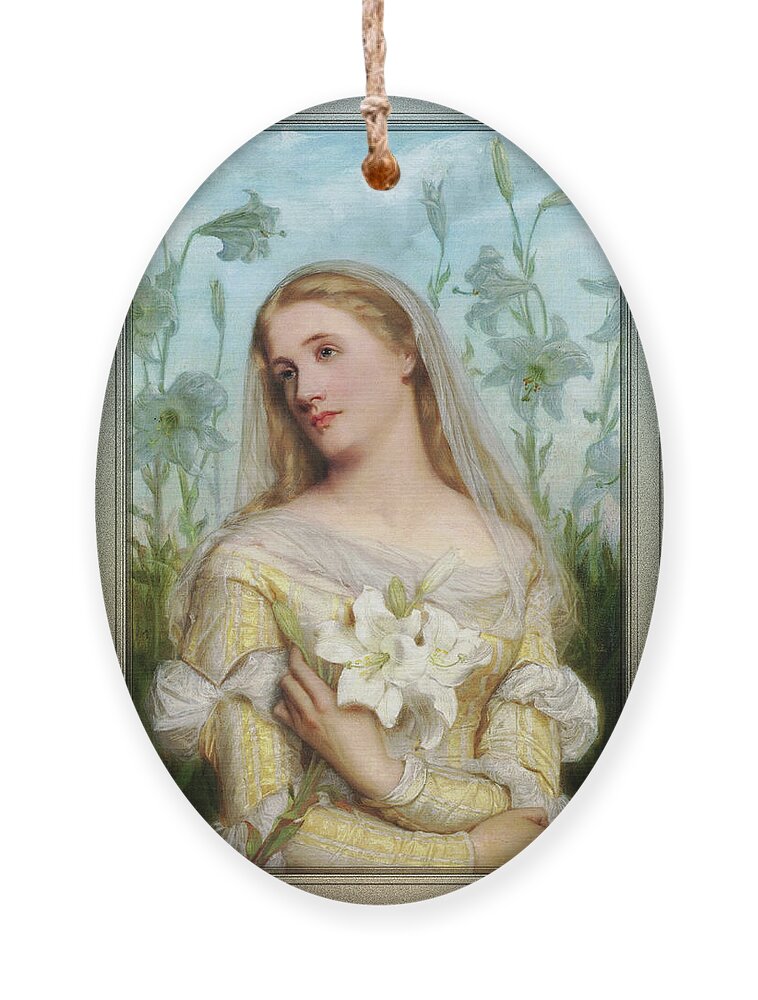Lillies Ornament featuring the painting Lillies by Gustav Pope by Rolando Burbon