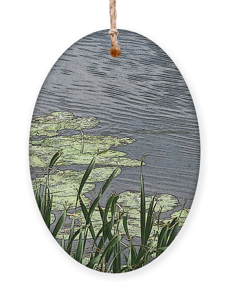 Nature Ornament featuring the digital art Lily Pads and Seaweed by Mary Mikawoz