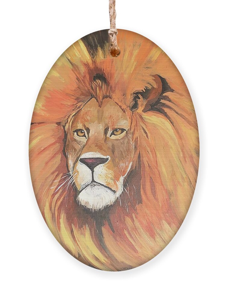  Ornament featuring the painting Lion by Jam Art