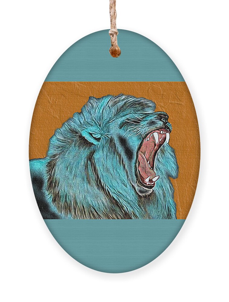 Abstract Ornament featuring the mixed media Lion's Roar - Abstract by Ronald Mills