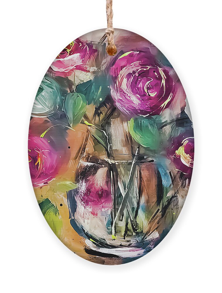 Lively Ornament featuring the painting Lively Animated Acrylic Rose by Lisa Kaiser