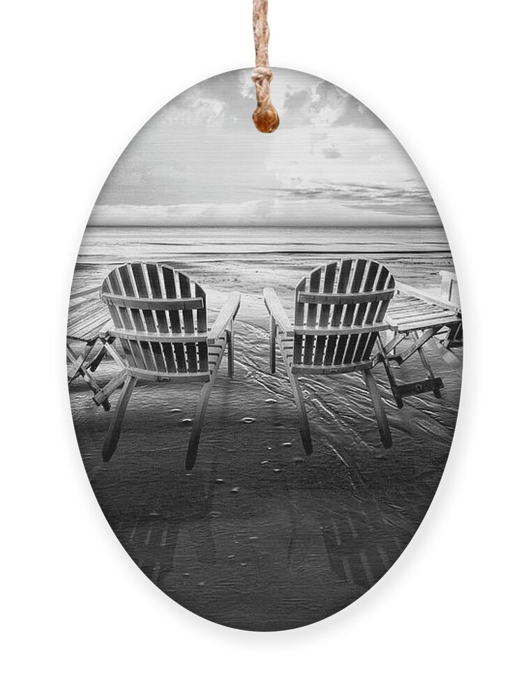 Black Ornament featuring the photograph Living the Beach Life Black and White by Debra and Dave Vanderlaan