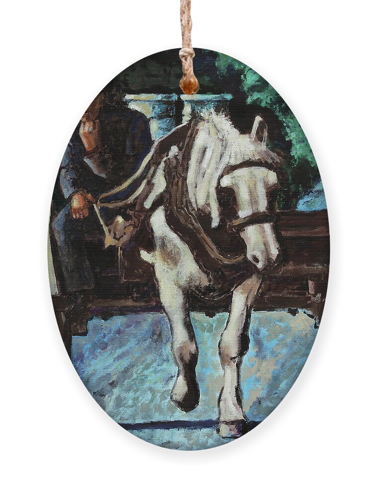 Man Ornament featuring the painting Long Road Home by John Lautermilch