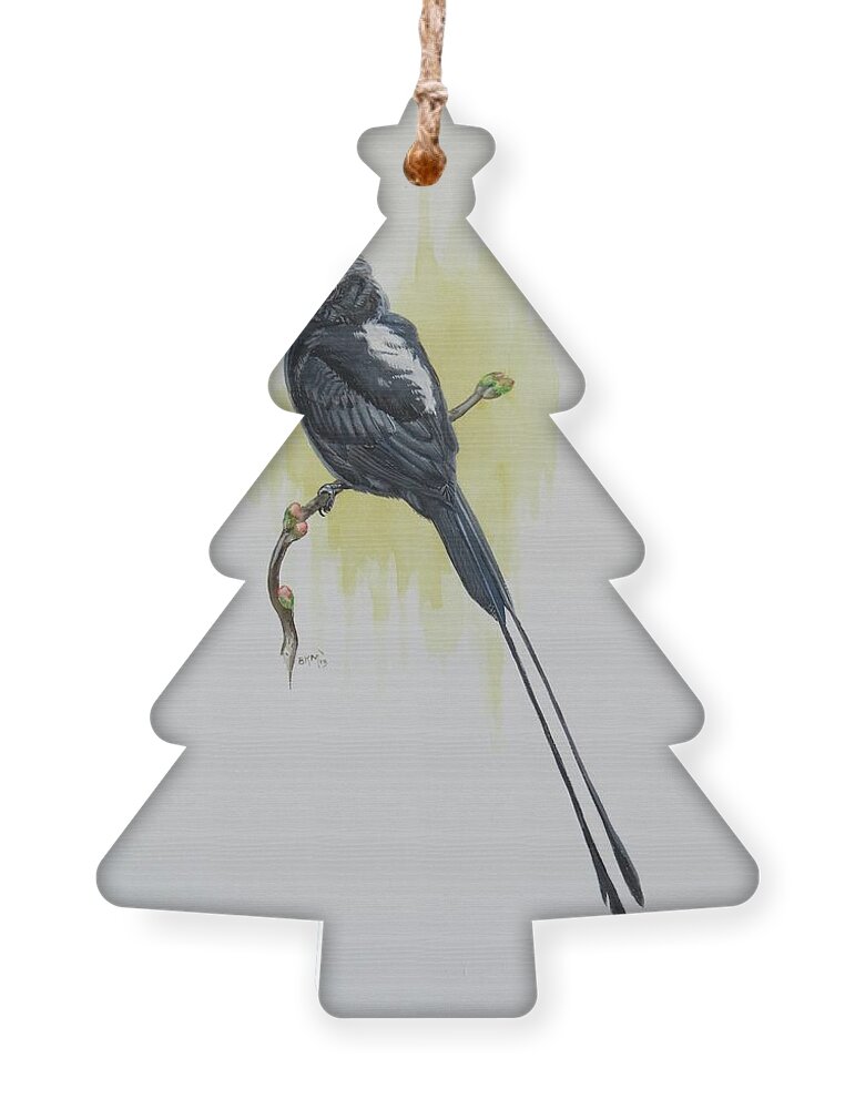 Long-tailed Tyrannulet Ornament featuring the painting Long-tailed Tyrannulet by Barry Kent MacKay
