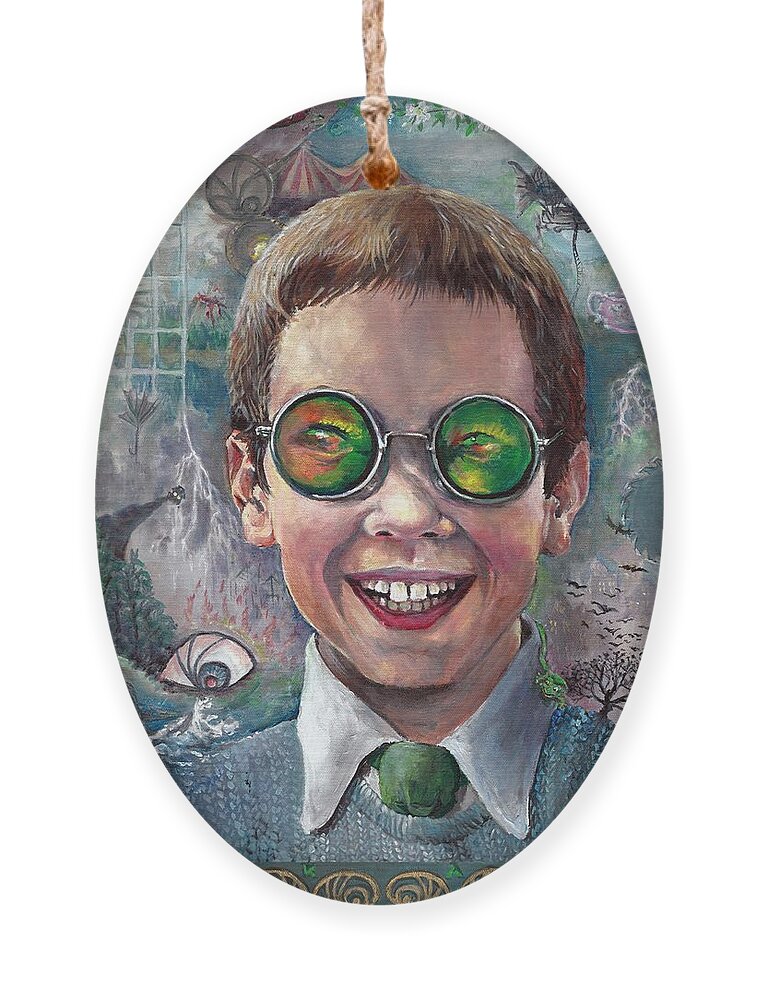 Lemony Snicket Ornament featuring the painting Look Away by Merana Cadorette