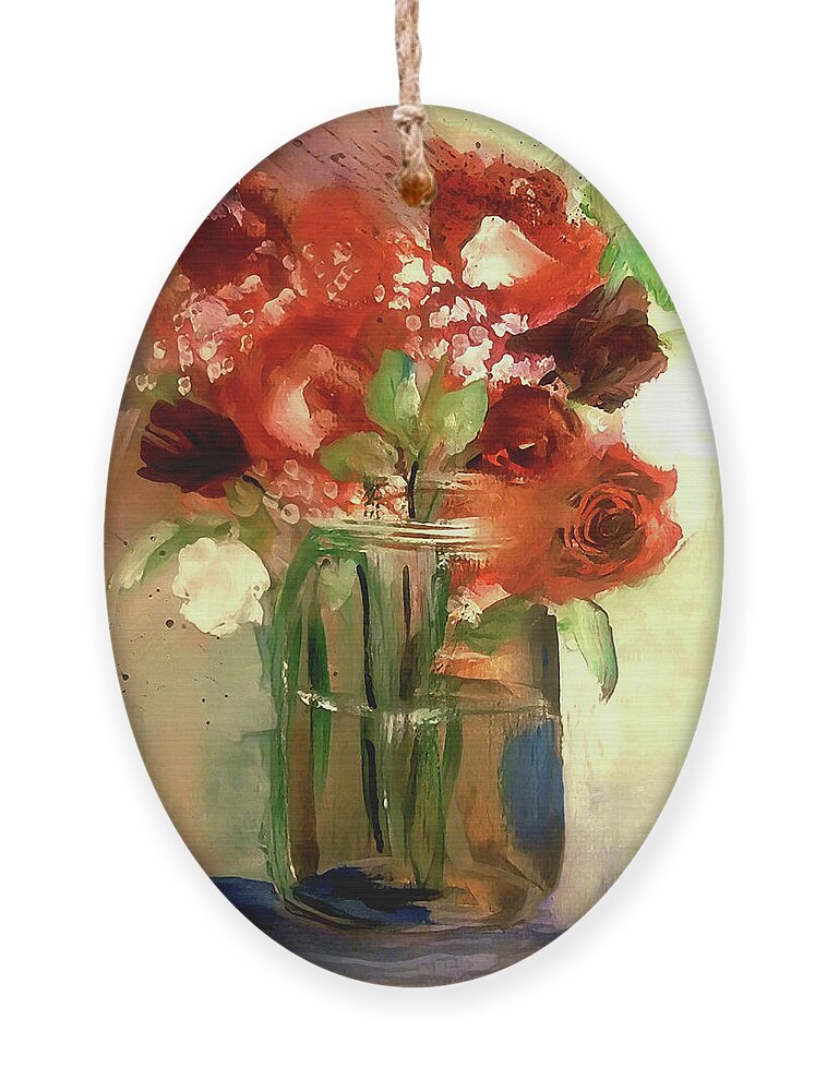 Loose Ornament featuring the painting Loose And Splattered Rose by Lisa Kaiser