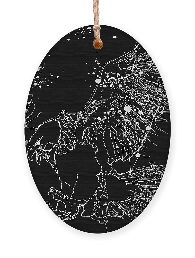  Drawing Ornament featuring the painting Lord of the Sky White Eagle Design Line Drawing by Lena Owens - OLena Art Vibrant Palette Knife and Graphic Design
