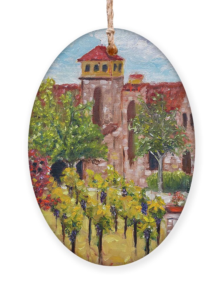 Lorimar Vineyard And Winery Ornament featuring the painting Lorimar in Autumn by Roxy Rich