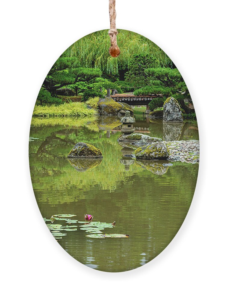 Outdoor; Summer; Japanese Garden; Seattle; City; Park; Water Lilies; Lotus; Pond; Ornament featuring the digital art Lotus in Japanese Garden by Michael Lee