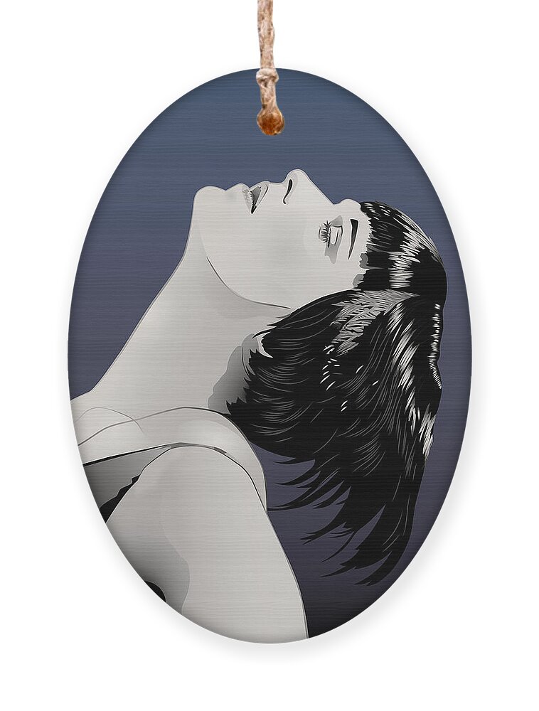 Louise Brooks Official Ornament featuring the digital art Louise Brooks in Berlin - Sapphire Nocturne by Louise Brooks