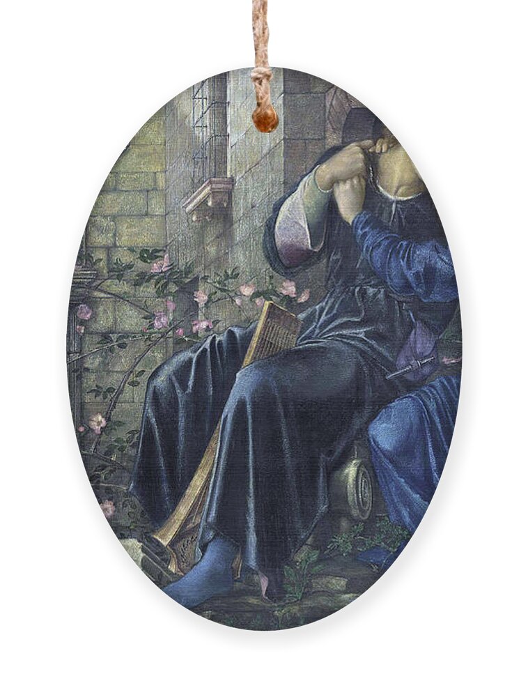 Pre-raphaelite Ornament featuring the painting Love among the Ruins 1870 by Edward Coley Burne Jones