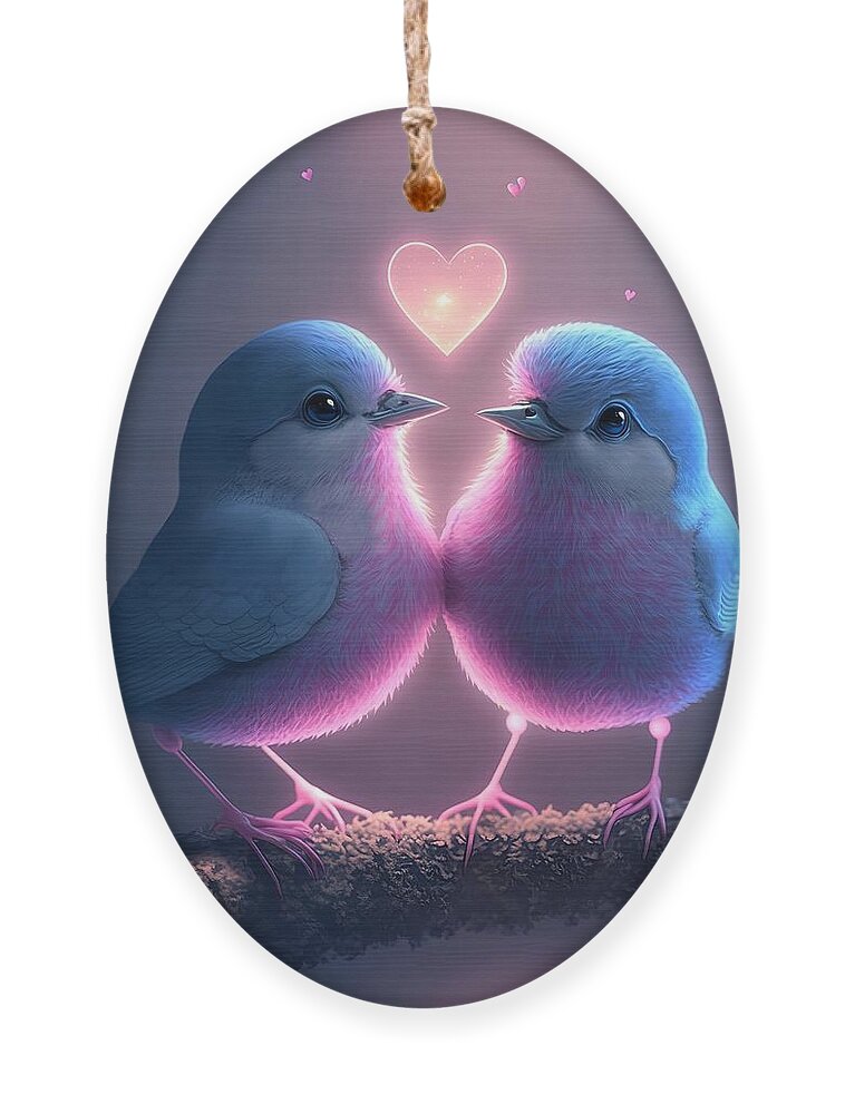 Love Birds Ornament featuring the mixed media Love Birds 4 by Lilia S