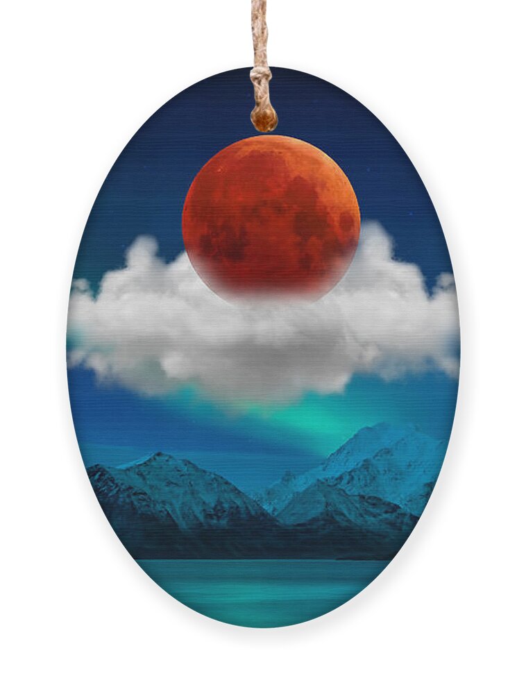 Red Moon Ornament featuring the mixed media Love Number 4 by Marvin Blaine