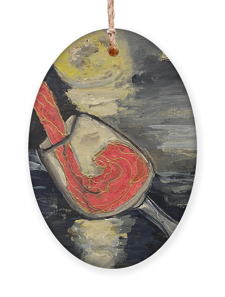 Wine Moon Love Passion Sky Ornament featuring the painting Love With Passion by Kathy Bee
