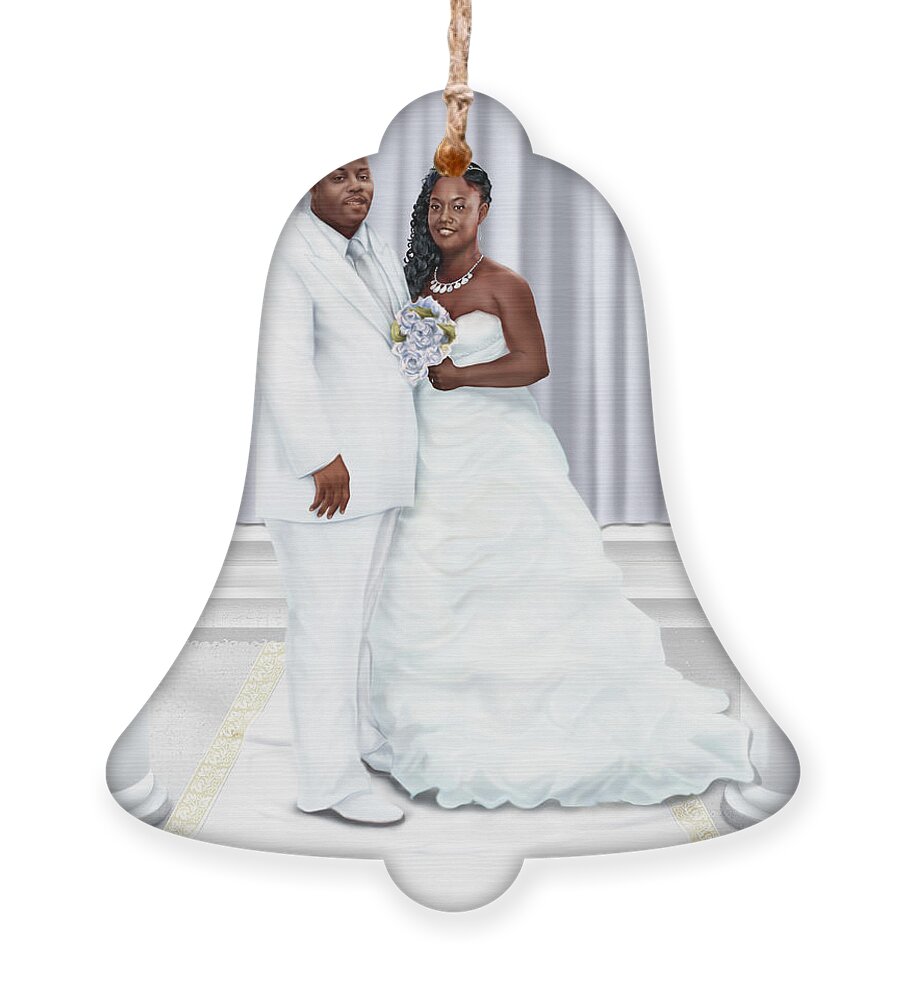 Wedding Painting Ornament featuring the painting Lovely Trena Wedding Day A4 by Reggie Duffie