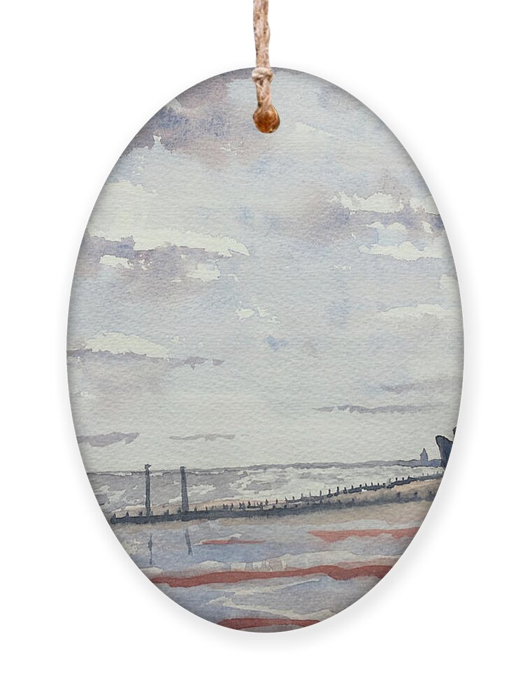 Watercolour Ornament featuring the painting Low Tide at Hornsea, early Spring by Glenn Marshall