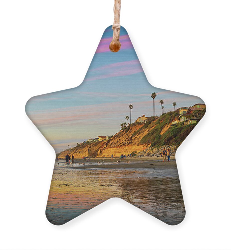 Beach Ornament featuring the photograph Low Tide Colors at Moonlight Beach by David Levin