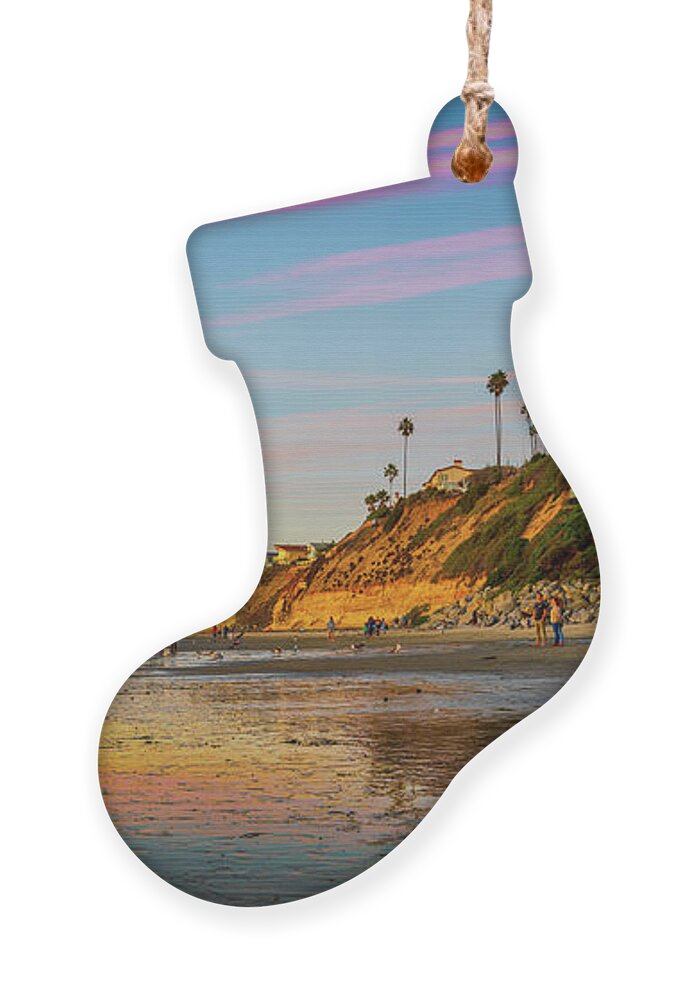 Beach Ornament featuring the photograph Low Tide Colors at Moonlight Beach by David Levin