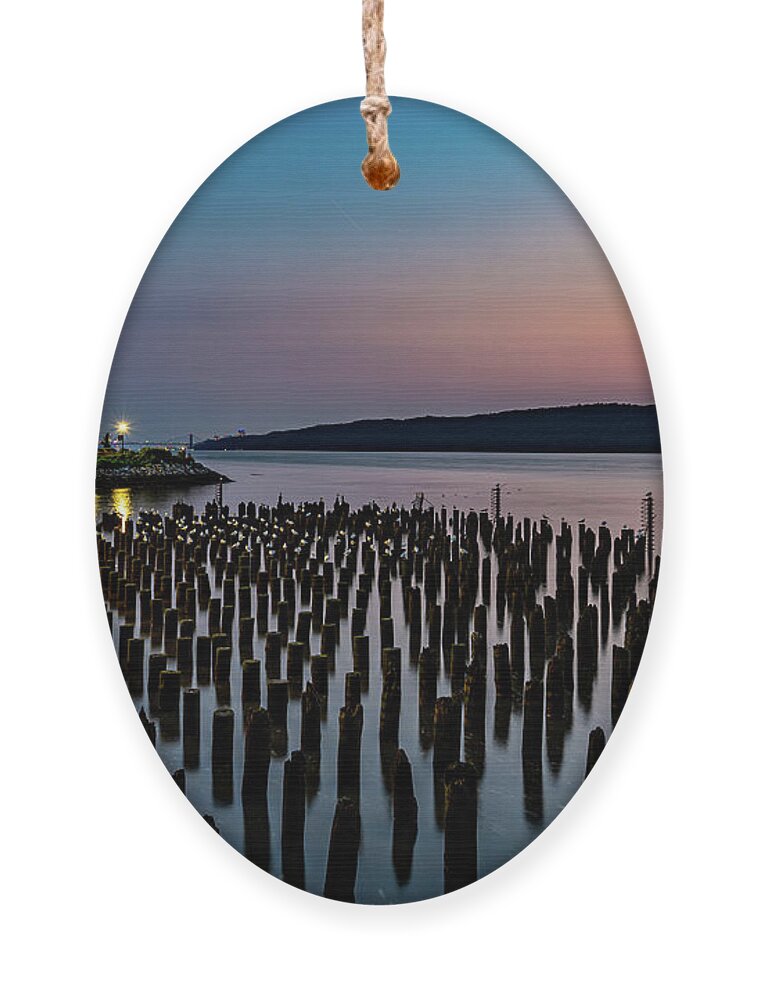 George Washington Bridge Ornament featuring the photograph Low Tide on the Hudson by Kevin Suttlehan