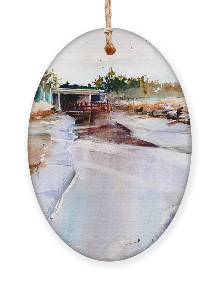 Mudflats Ornament featuring the painting Low Tide by P Anthony Visco